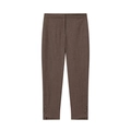Coffee brown high-waisted tailored pants with decorative buttons and ankle slits - XS / Dark Brown Pants