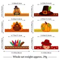 Detailed size specifications for Thanksgiving paper headband set with turkey and owl designs - Turkey Owl Pumpkin Style (GE033) / Thanksgiving Crown Hat Style B