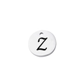 Detailed view of polished stainless steel round tag pendant featuring engraved letter Z - Letter Z