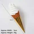Realistic white soft serve ice cream waffle cone model 22cm display prop for shop windows - White