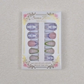 Detail of 24pcs almond press-on nails featuring blue geometric and green floral patterns - Blue Geometric Floral (WY-017)