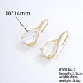 Elegant gold drop earrings with 10x14mm pear cut zircon stones and micro pave hooks - 16K Gold Plated Clear