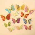 Set aus 12 bunten 3D-Schmetterlingen Wandaufkleber in Gold Silber Blau und Lila - Doppellagig-Gold