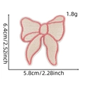Pink and beige bow embroidery patch showing precise dimensions of 6.4cm height and 5.8cm width - Pink Edged Bow / 12#