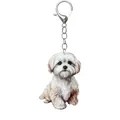 Cute white puppy acrylic keychain with a shiny silver lobster clasp for backpacks - 31-White Puppy