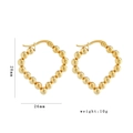 Polished gold beaded heart earrings with 28mm x 26mm dimensions and 10g weight - Heart (HXS-B1027) / Gold