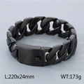 Men's 20mm matte black stainless steel Cuban chain bracelet with secure box clasp - Black Matte (KB137060-BD-220)