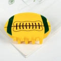 Gele rugby-vormige haarklem van acryl met groene accenten en stikseldetails - Geel