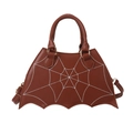 Sac à main marron en forme de chauve-souris avec couture araignée et bandoulière réglable - Marron