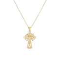 Pendentif croix doré avec figurine de Jésus et accents en zircons scintillants - Style Croix Jésus Ornée Creuse (CN001470YH)
