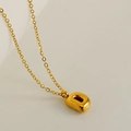 Collana minimalista con ciondolo a lettera D a bolla placcato in oro 18K lucido - Lettera D