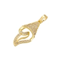 Detailed macro of a gold seashell pendant encrusted with sparkling zircon gemstones - VD1596 Shell with Zirconia / Gold