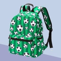 Kids 13 inch soccer backpack with green stripes and multiple storage pockets - Green Striped Football