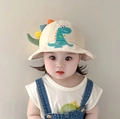 Beige baby bucket sun hat with cute 3D dinosaur fin details and green dinosaur embroidery - 8 Months-3 Years (46-50cm) / 13 Beige (Dino)