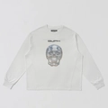 Dettaglio maglia bianca in cotone a maniche lunghe con teschio metallico e logo del brand - S / Bianco Nuvola