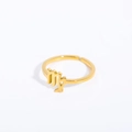 Golden Virgo zodiac sign open ring in minimalist stainless steel adjustable style - Virgo