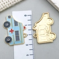 Blue ambulance enamel charm with gold trim and size scale for DIY jewelry making - Blue Ambulance