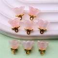 Mini pink flower DIY jewelry charms with golden base for necklaces and bracelets - Style 56