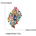 Exquisite gold alloy brooch with colorful rhinestones measuring 10.2 cm by 6.8 cm - Rainbow