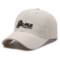 Classic off-white baseball cap with 3D brown embroidery Game competitive text design - Adjustable / Beige