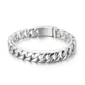 Bracciale da uomo a maglia cubana larga in acciaio inossidabile lucido stile street - Stile Acciaio Lucido (KB23389-D)