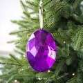 Sparkling purple diamond-shaped acrylic Christmas tree pendant with hanging ribbon - Oval Gemstone / Purple