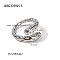 Silberner schlangenförmiger asymmetrischer offener Ring aus poliertem Edelstahl - Einstellbar Offen / Silber