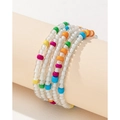 Boho-Mehrlagen-Armband mit bunten Perlen und weißer transparenter Basis im Set - 21060614 / Reisperlen