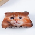 Pinza per capelli con simpatica stampa di gatto soriano arancione in acetato - Gatto arancione realistico grande (Grande D3-2-13)