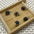Faceted oval blue natural stone pendant 8x14mm with gold-plated edge for DIY jewelry - No.13 Dark Blue Textured Stone