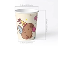 Detailansicht Capybara Party-Pappbecher mit genauen Abmessungen und 10er-Packung Angabe - Pappbecher 10 Stk