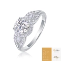 Elegant S925 silver moissanite halo ring with side stones and GRA certificate - R12984 Style (With GRA Certificate)