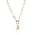 Detailed close-up of 18K gold-plated letter P pendant on a toggle clasp paperclip chain - Letter P