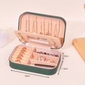 Dark green portable jewelry organizer with zipper and 16cm x 11.5cm x 5cm dimensions - Medium Zipper Mirror Style / Dark Green
