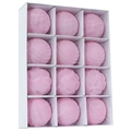 Set of 12 velvet pink Christmas baubles with various embossed patterns in white gift box - 6CM 12Pcs/Set / Pink