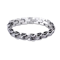 Men's titanium steel keel bracelet with antique silver finish and tribal carvings - 19cm (KB40302-D) / Steel