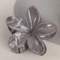 Floral shark hair clip in marble grey and white tones with acetate finish - Dark Coffee