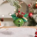 Dark green Christmas bell with pine cones, red berries and burlap bow decoration - Forest Style Bell - Green