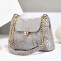 Gray marble print crossbody bag for women with gold chain strap and turn-lock closure - 26x10x21cm / Gray