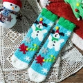Calze natalizie in peluche azzurro con motivo a pupazzo di neve e morbida consistenza calda - Taglia unica / Cane