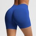 Seamless royal blue high waisted gym shorts with a push up effect and ribbed waistband - Deep Sea Blue