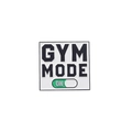 Pin's carré en métal Gym Mode On émaillé blanc avec lettrage noir et vert - Carré Gym Mode On