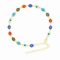 Golden Evil Eye anklet with colorful charms and adjustable chain for women beach wear - Gold Multicolor Anklet