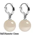 Minimalistische S925 zilveren agaat oorringen met 12mm witte kralen op witte basis - Platina + Witte Agaat