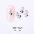 Detail of pink tulip nail art charms model MZH-8526 with 6x11mm alloy flower accents - Pink Tulip White K Base (8526)