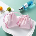 Pink velvet drawstring jewelry bags in two sizes on a white heart ceramic tray - Drawstring Style / 5*9cm / Pink