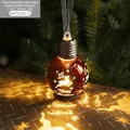 Red LED Christmas bulb ornament with elk pattern and Merry Christmas lettering - Red Reindeer