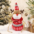 Sacchetto regalo di Natale 3D renna in maglia con corna di peluche e motivi di fiocchi di neve - Cervo