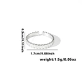 Silver fishtail titanium steel ring with textured vertical stripe and open adjustable band - TYR0434 / Silver Pleated Texture