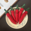 Handmade wool felt red chili keychains with smile embroidery in a 5-piece set pack - Small Chili Pepper